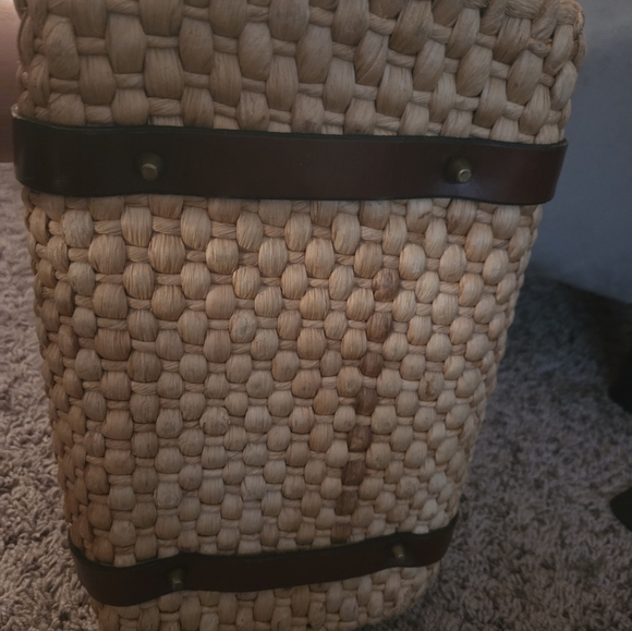 Vintage John Romain Straw Purse Bag Woven Double Leather Straps Turnlock EUC - Picture 13 of 16